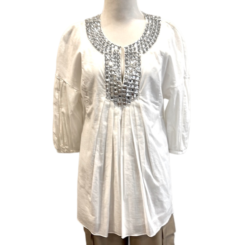 Magaschoni White Embellished Blouse Top Size 6